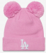 New Era Los Angeles Dodgers Double Pom Beanie pastel pink naisten Pipo tupsulla