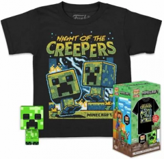 POP! & Tee: Minecraft - Blue Creeper (Glows in the Dark) lasten T-paita ja figuuri