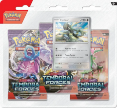 Pokemon Scarlet & Violet: Temporal Forces 3x Booster Pack Pokemon kortit (sis. 3x 10 korttia ja promokortti), Cyclizar